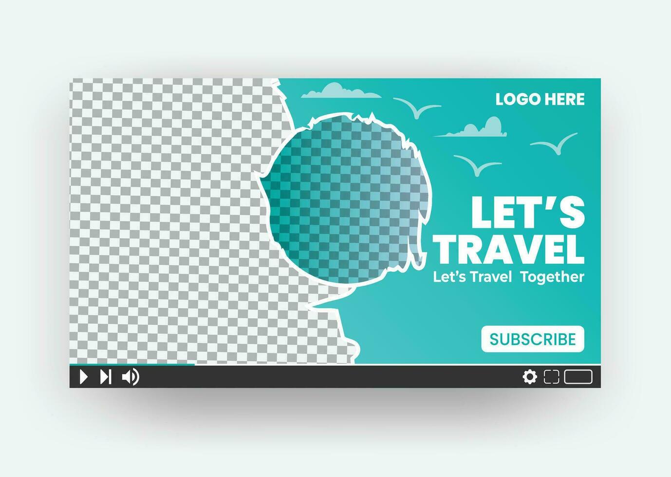 Marketing promotional travel tour agency youtube thumbnail  video thumbnail cover banner social media post and web banner template vector