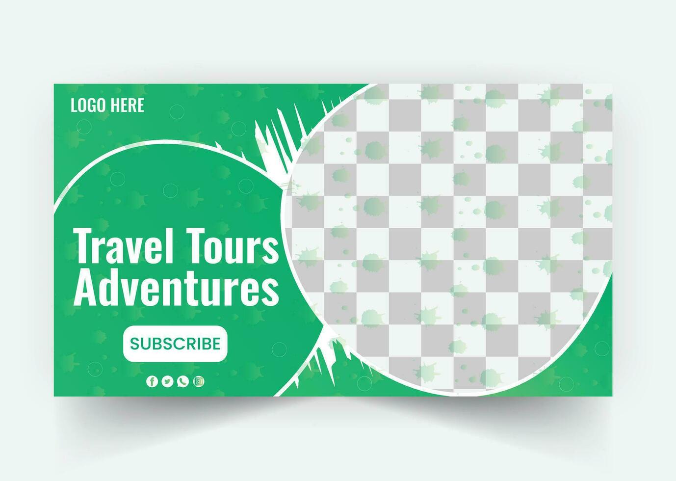 Marketing promotional travel tour agency youtube thumbnail  video thumbnail cover banner social media post and web banner template vector