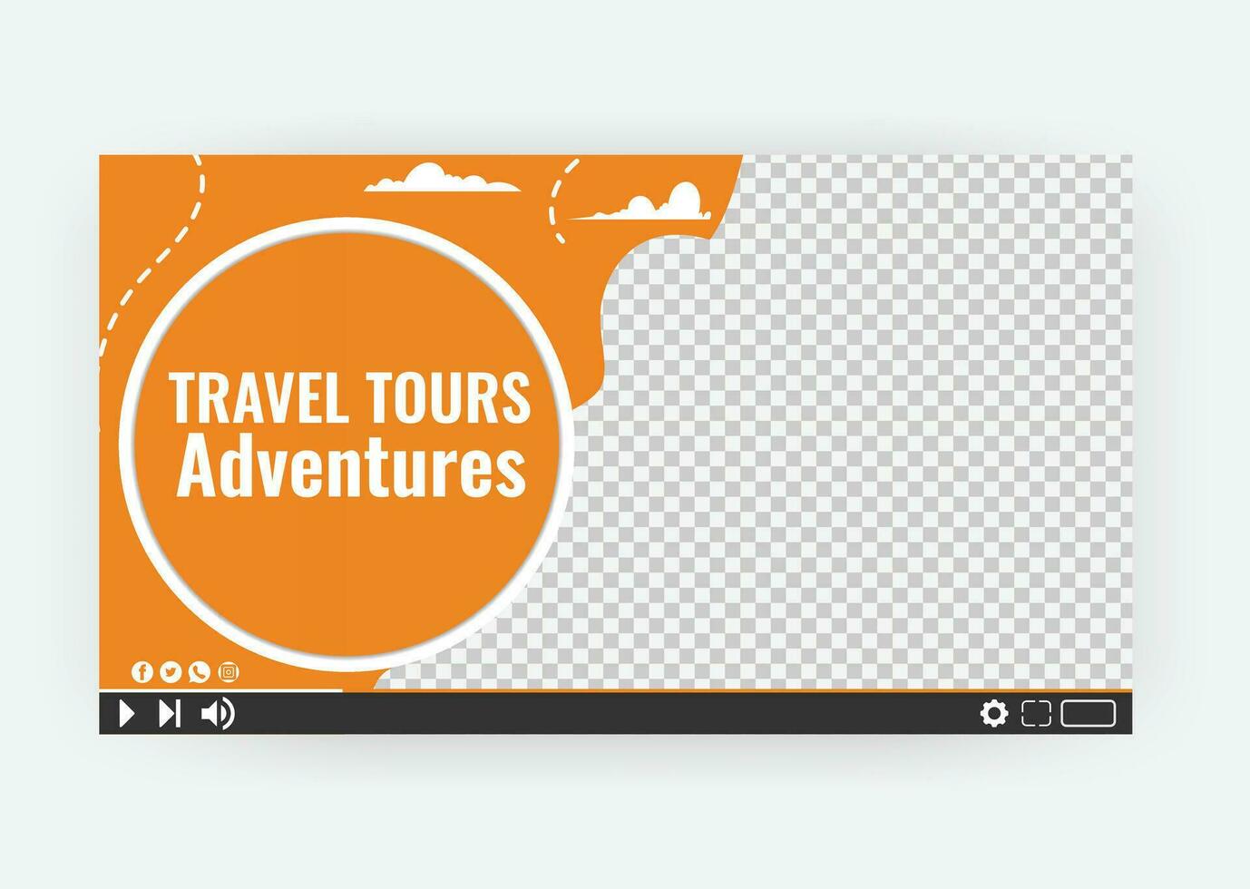 Marketing promotional travel tour agency youtube thumbnail  video thumbnail cover banner social media post and web banner template vector