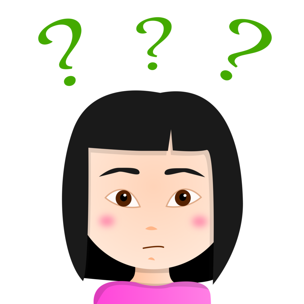 asian girl with question mark png