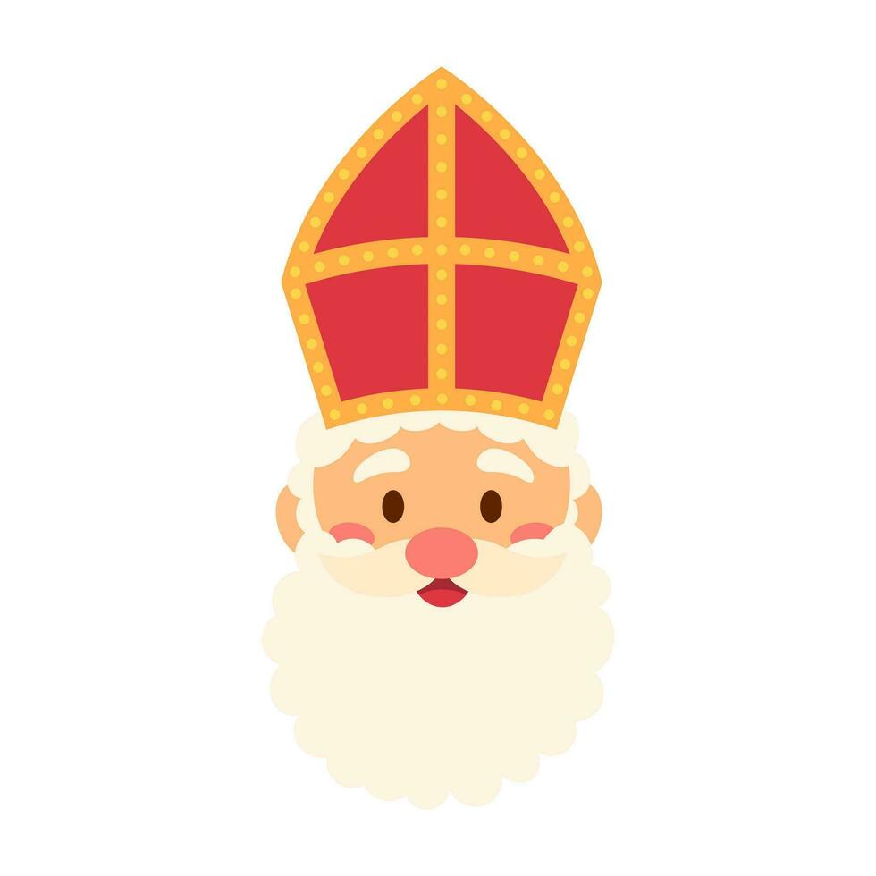 Saint Nicholas or Sinterklaas cute cartoon  portrait. Vector illustration.