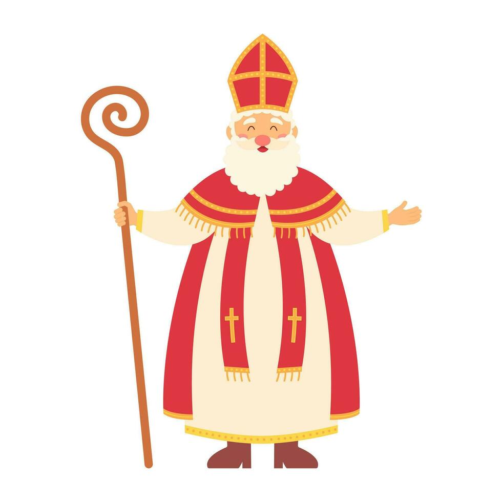 Santo nicholas o sinterklaas. diciembre 6. contento Santo nicholas día. vector ilustración.