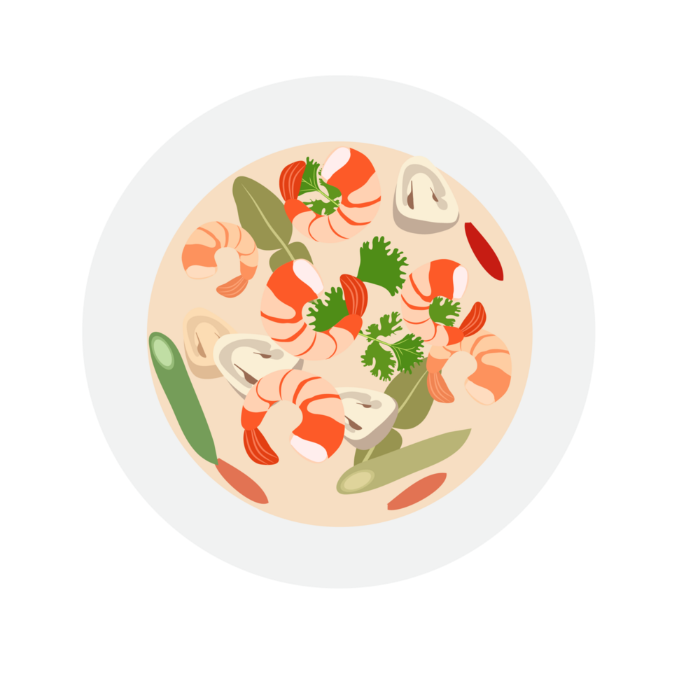 spicy prawn soup on transparent background png
