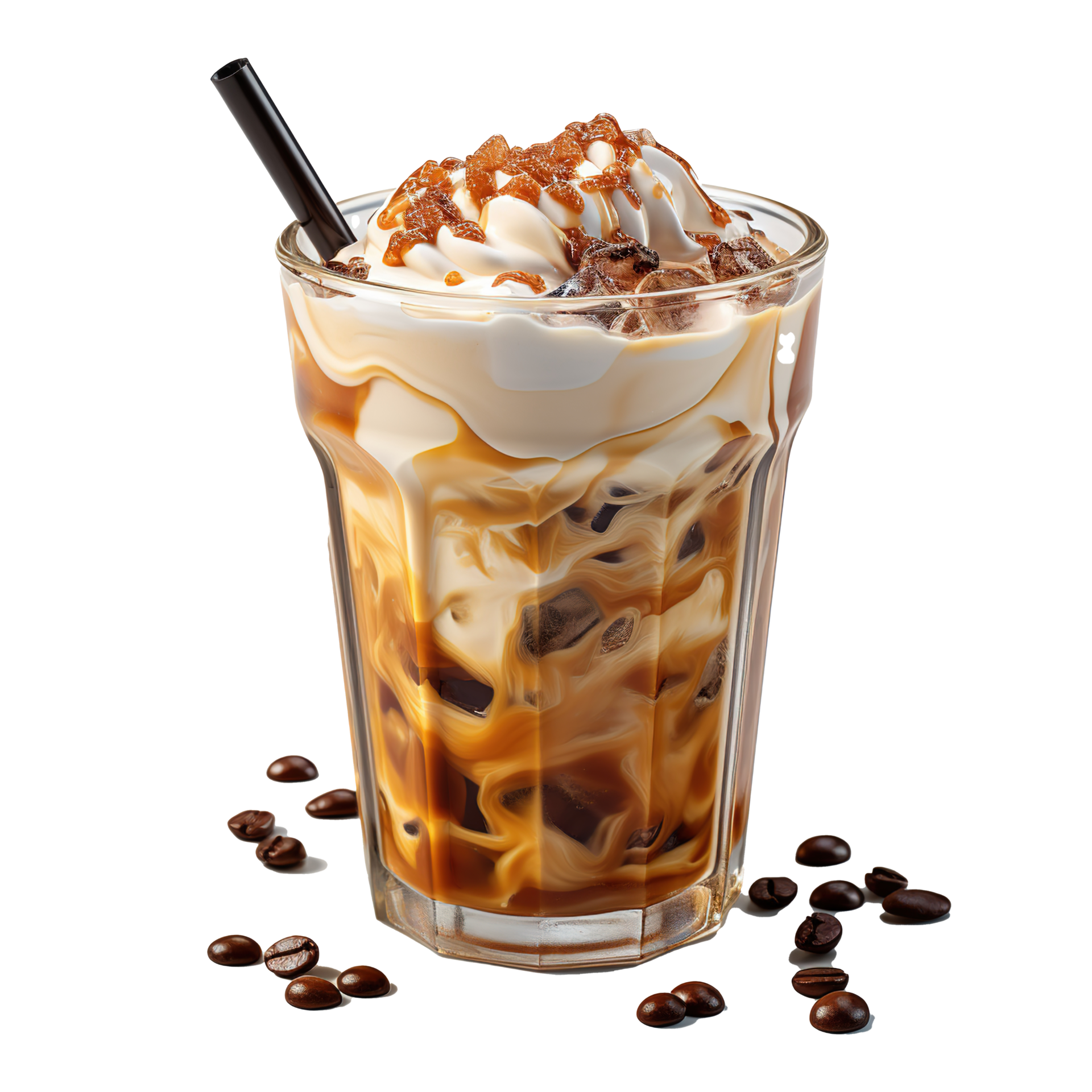 Cold brewed iced latte coffee on plastic cup, side view with transparent  background, Generative AI Technology 24733994 PNG