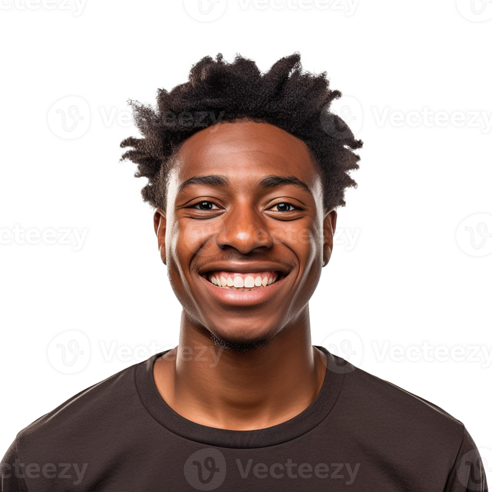 Close-Up of a Smiling Black Male University Student, Isolated on a Transparent Background,  Celebrating Academic Success and Confidence, Ai generative png