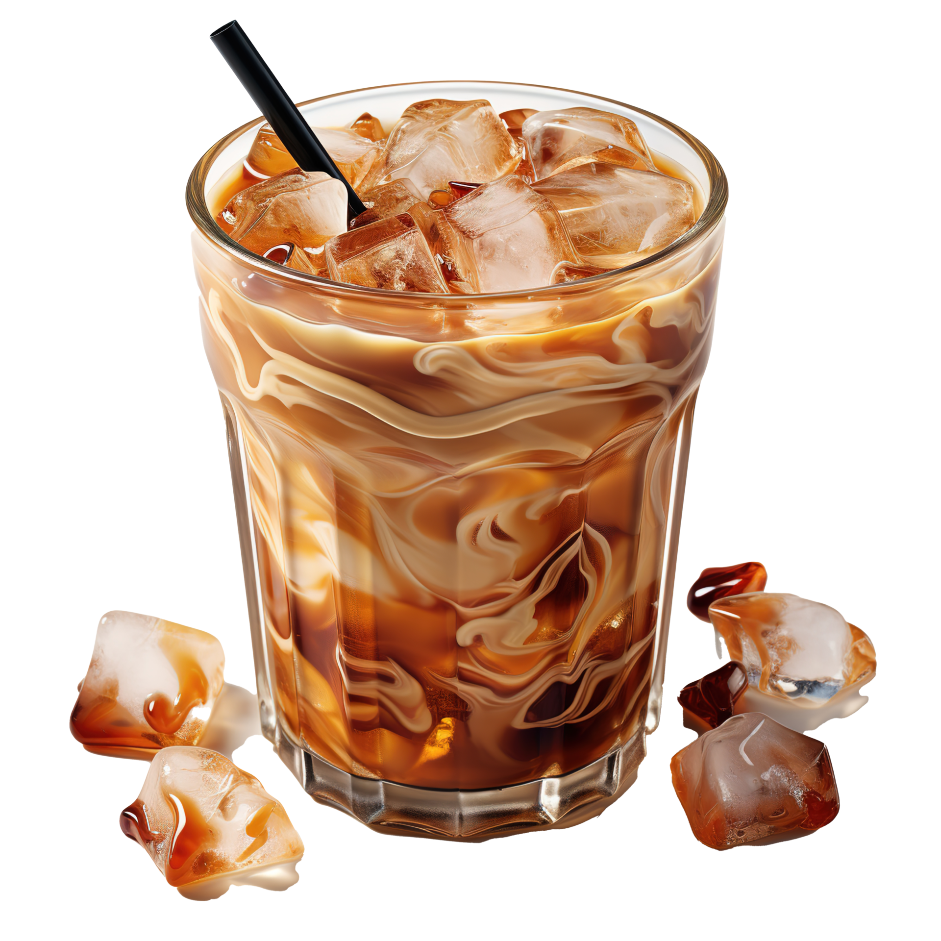 Cold brewed iced latte coffee on plastic cup, side view with transparent  background, Generative AI Technology 24733994 PNG