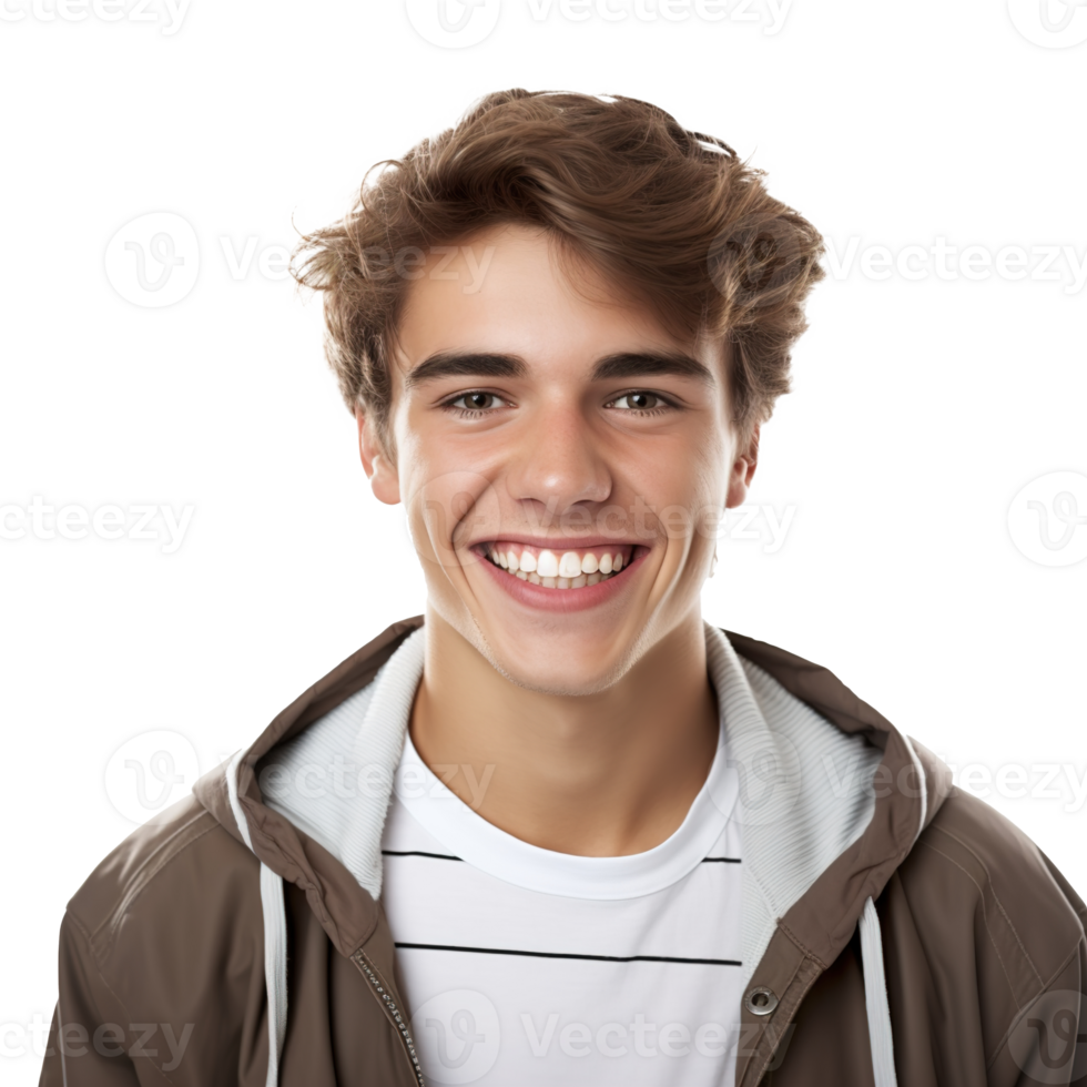 Close-Up of a Smiling Male University Student, Isolated on a Transparent Background,  Celebrating Academic Success and Confidence, Boy Life, Ai generative png