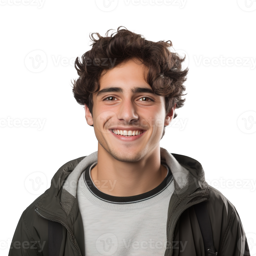 Close-Up of a Smiling Male University Student, Isolated on a Transparent Background,  Celebrating Academic Success and Confidence, Boy Life, Ai generative png