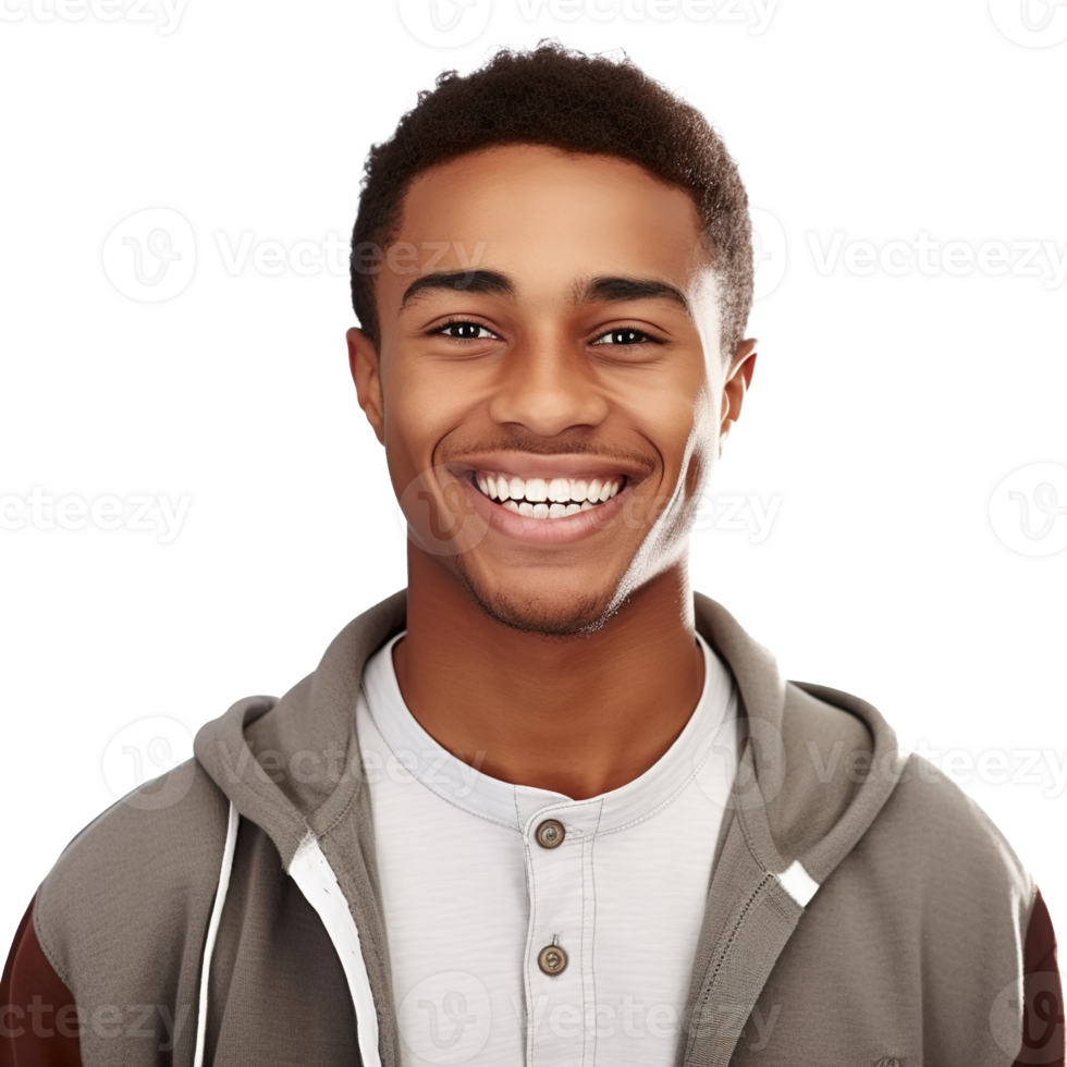 Close-Up of a Smiling Black Male University Student, Isolated on a Transparent Background,  Celebrating Academic Success and Confidence, Ai generative png