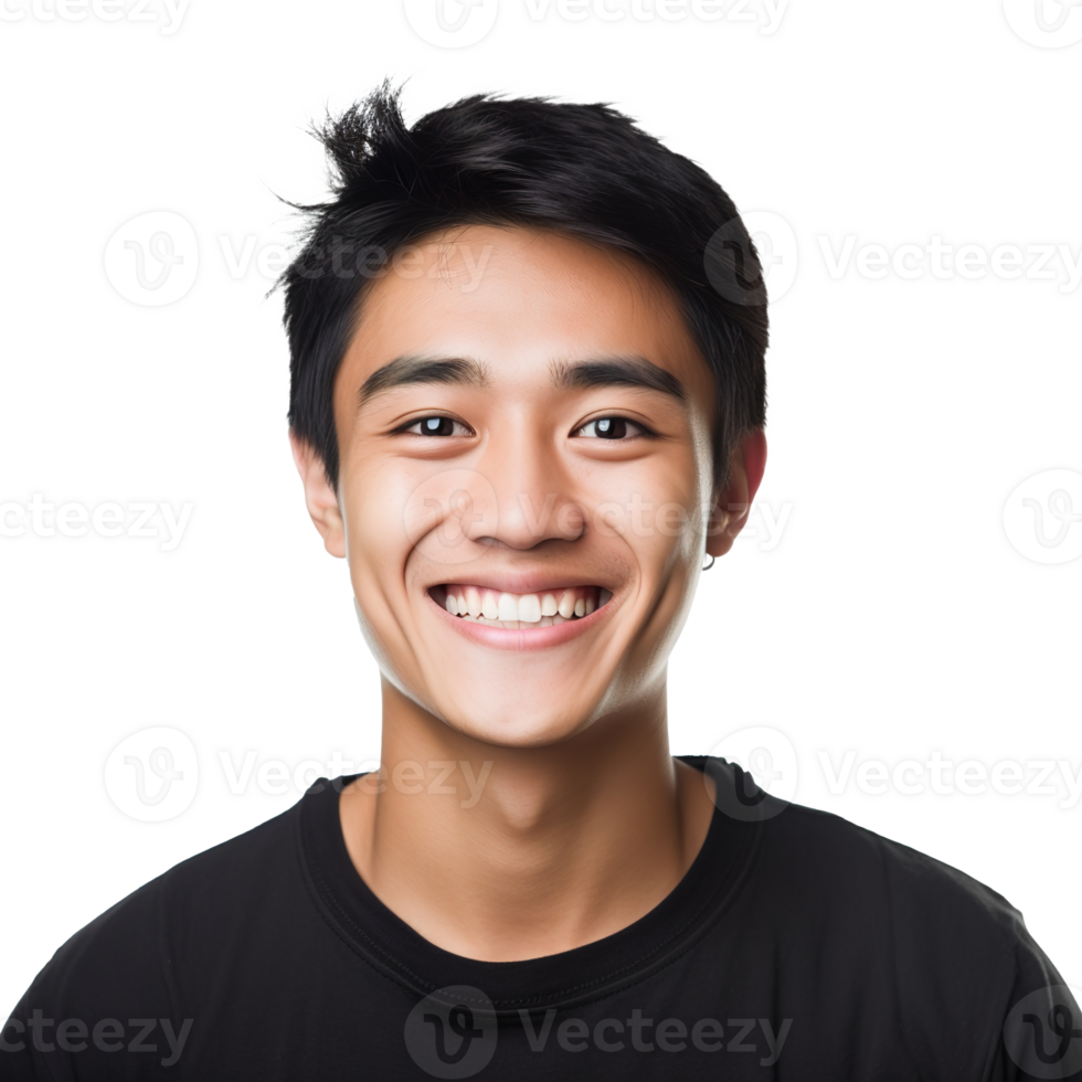 Close-Up of a Smiling Asian Male University Student, Isolated on a Transparent Background,  Celebrating Academic Success and Confidence, Boy Life, Ai generative png