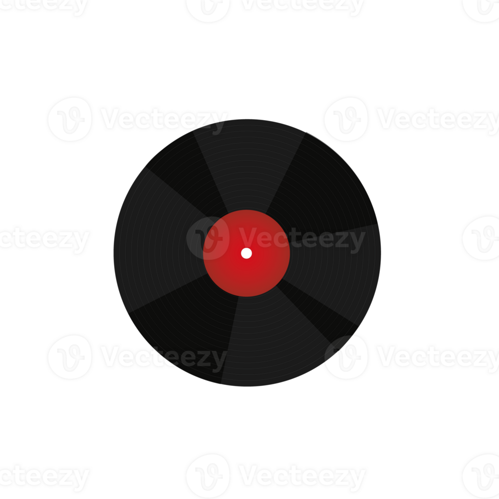 Vinyl gramophone record. Flat cartoon illustration. Objects isolated png