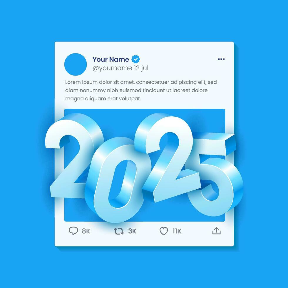 Happy new year 2025 design template. 2025 new year celebration concept for greeting card, banner and post template vector