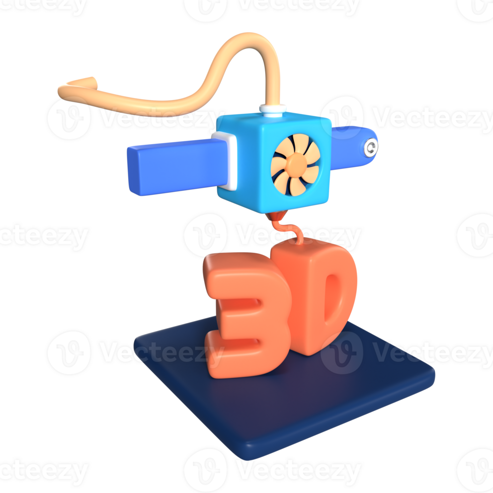 Printing 3D Text 3D Illustration Icon png
