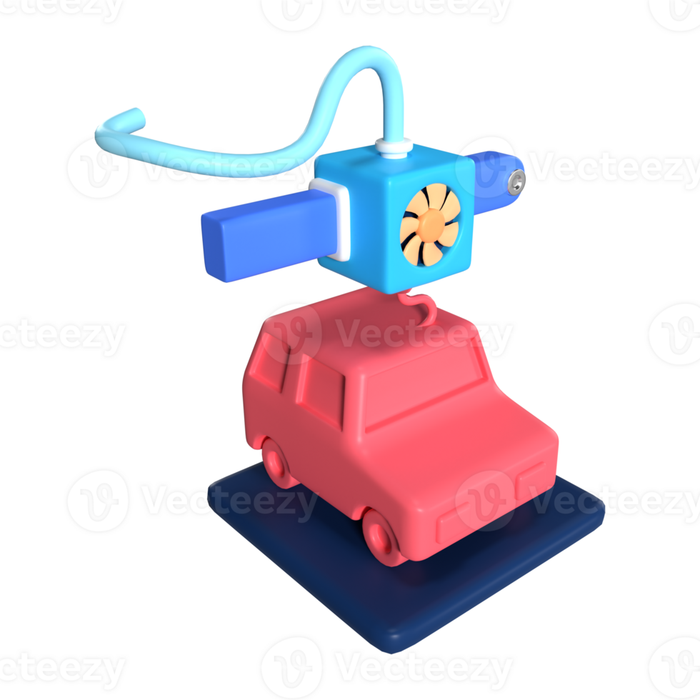 Printing Car 3D Illustration Icon png