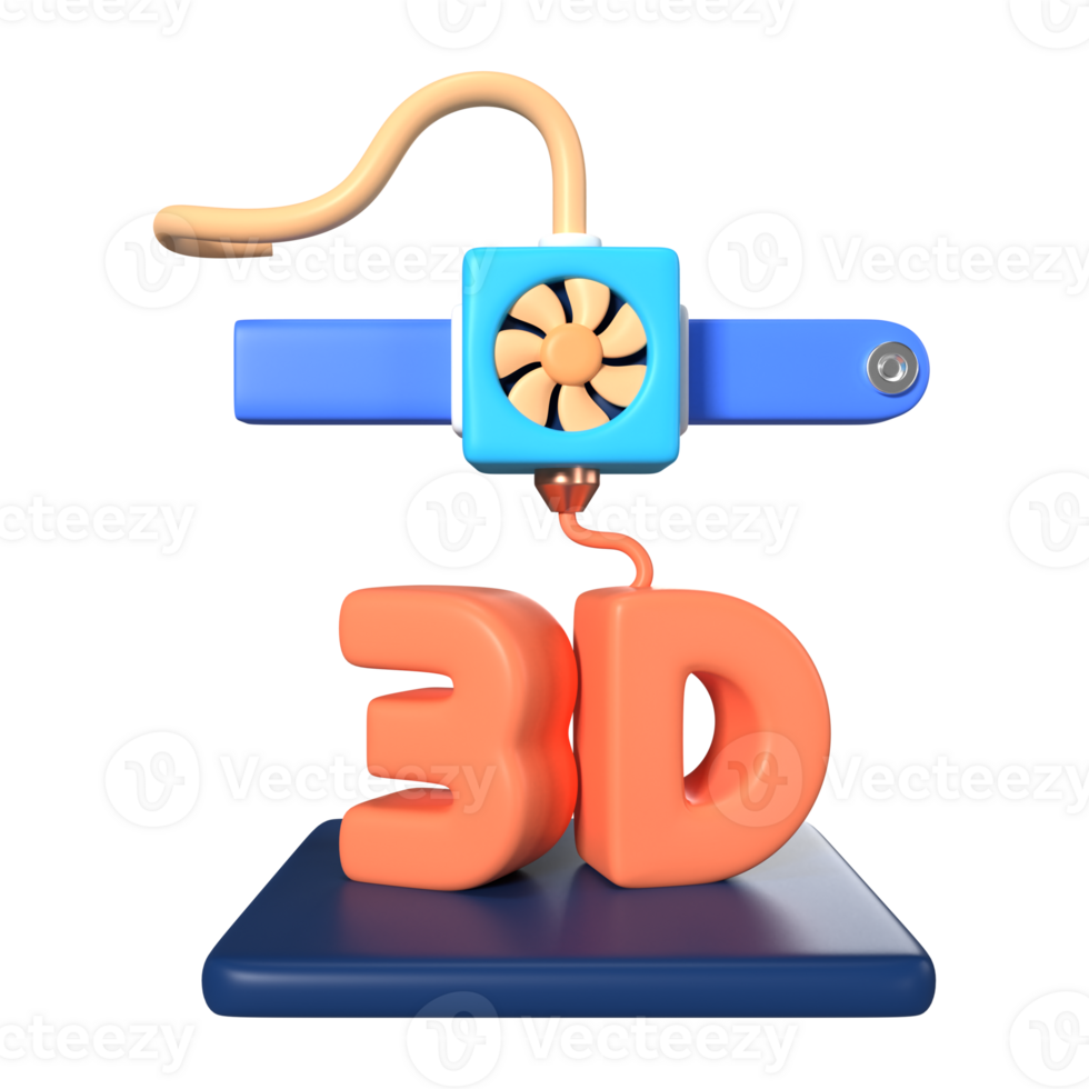 het drukken 3d tekst 3d illustratie icoon png