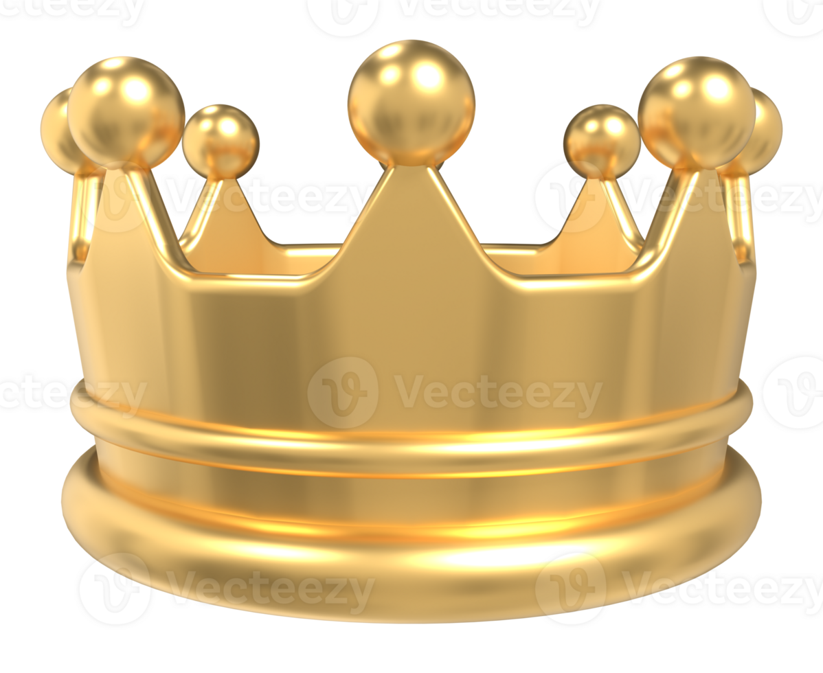 Gold crown 3d icon. Shiny gold crown. Royal majesty symbol. 3D rendering png