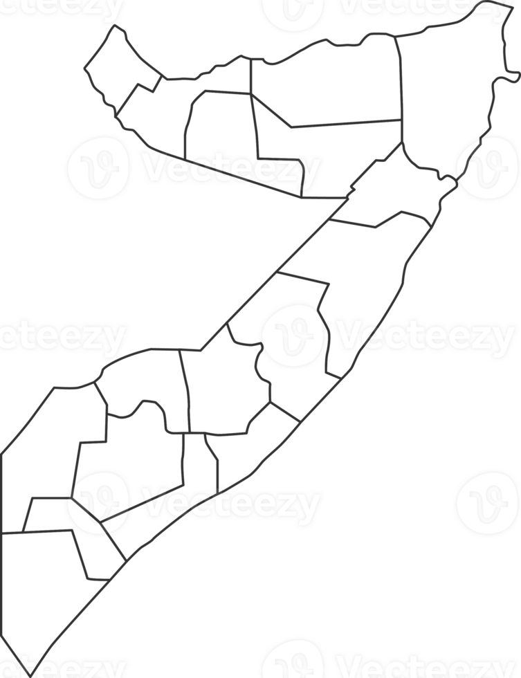 Map of Somalia with detailed country map, line map. png