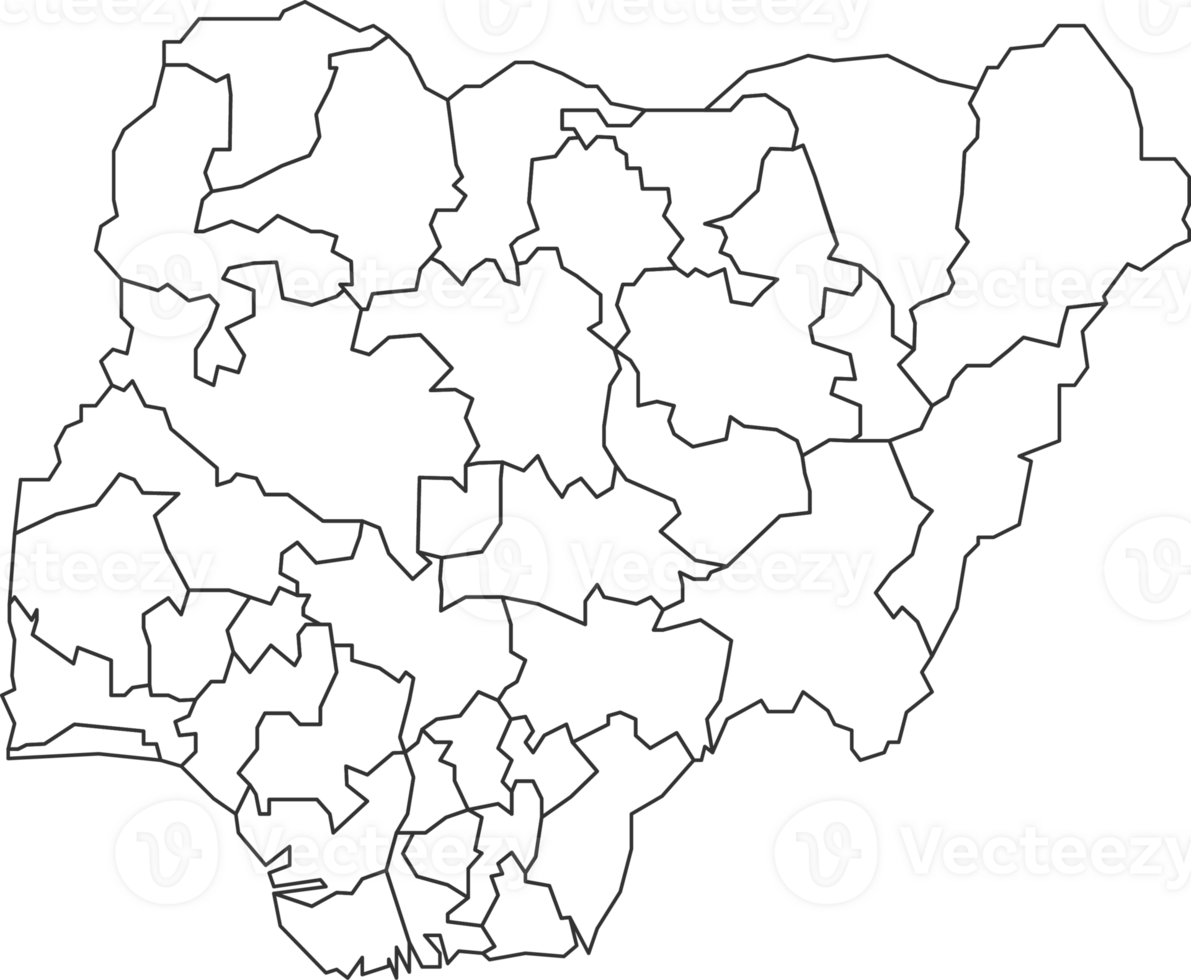 Map of Nigeria with detailed country map, line map. png