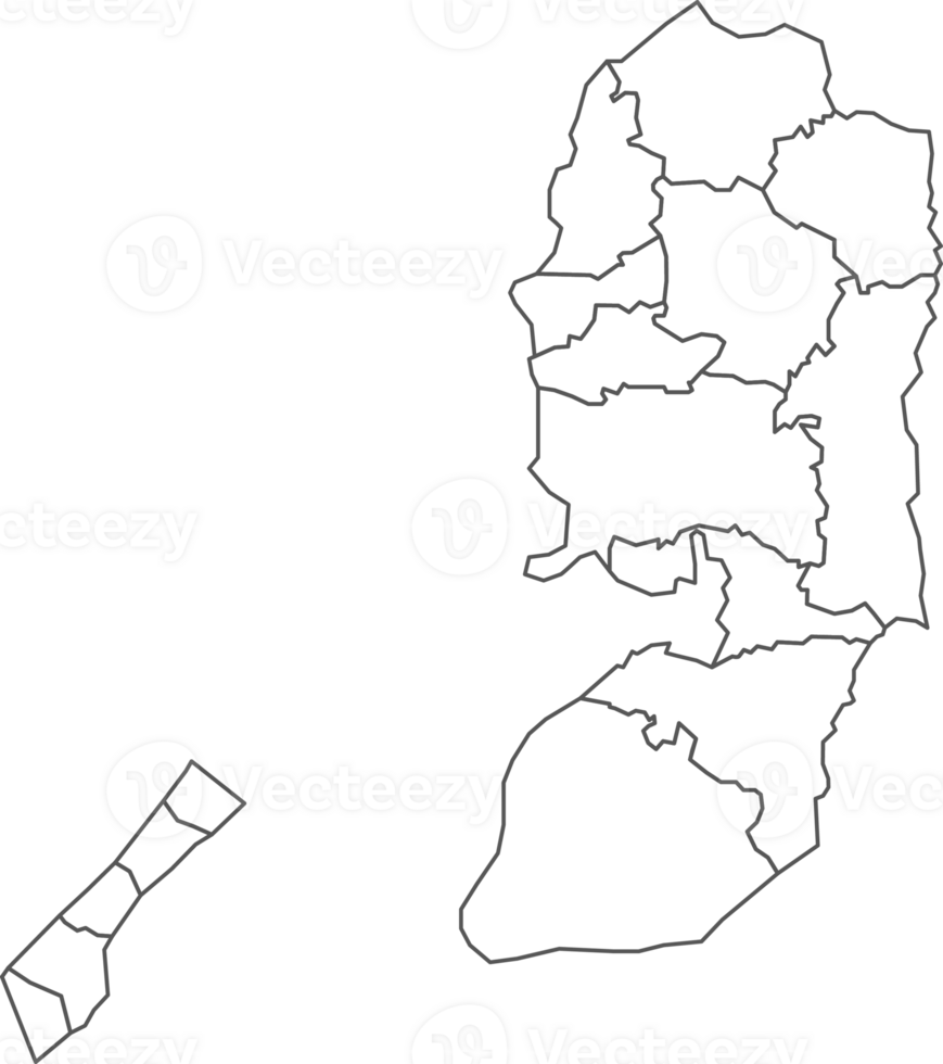 Map of Palestine with detailed country map, line map. png