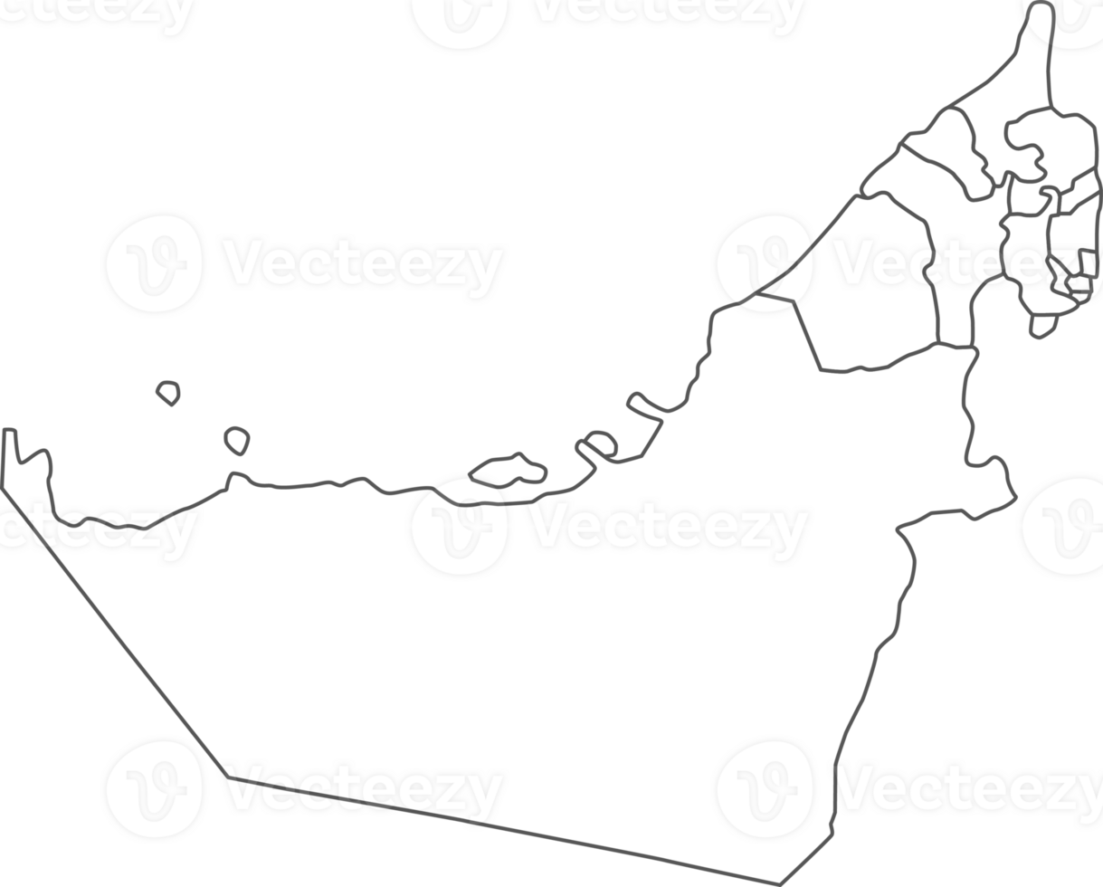 Map of United Arab Emirates with detailed country map, line map. png