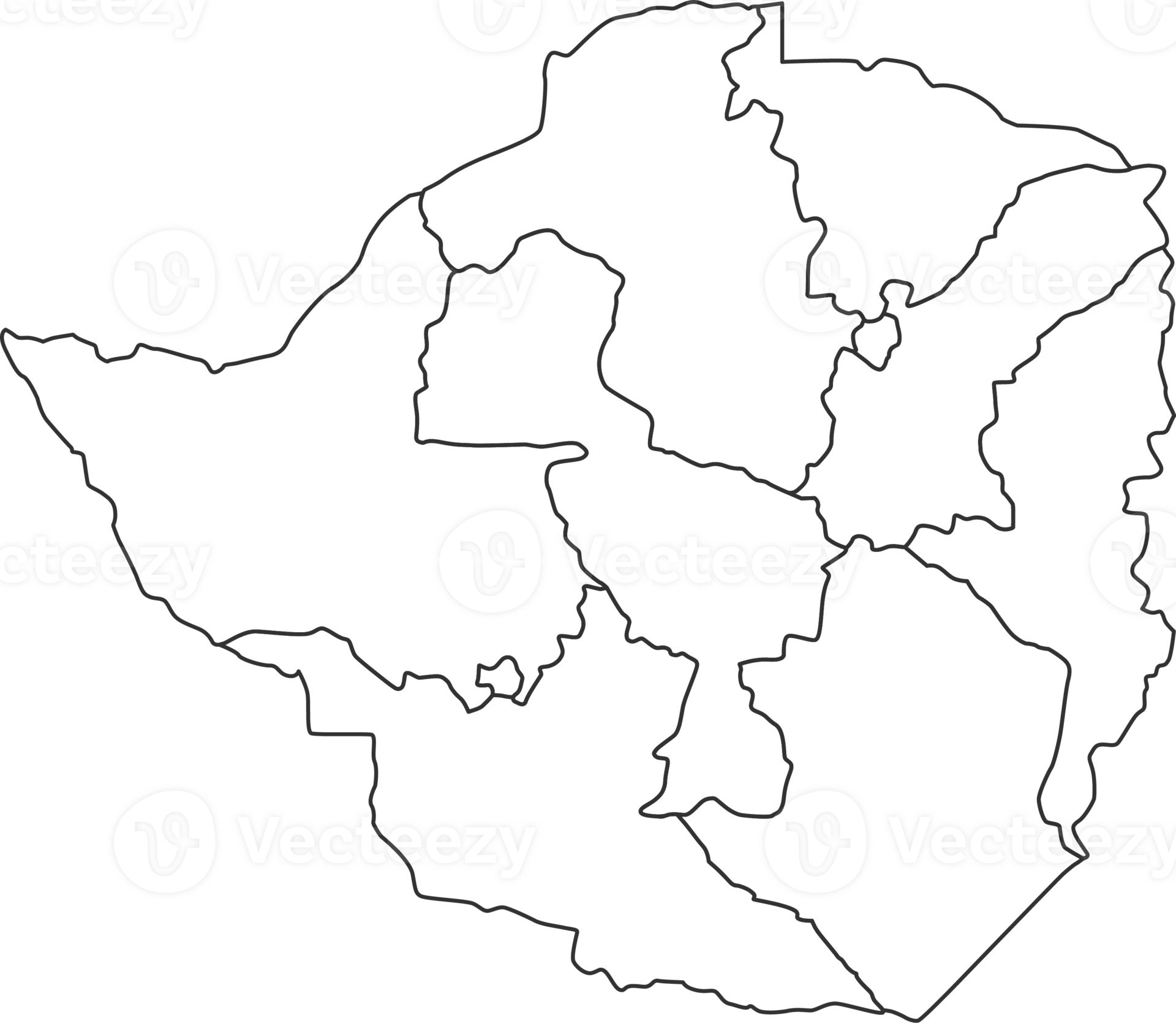 Map of Zimbabwe with detailed country map, line map. 30936981 PNG