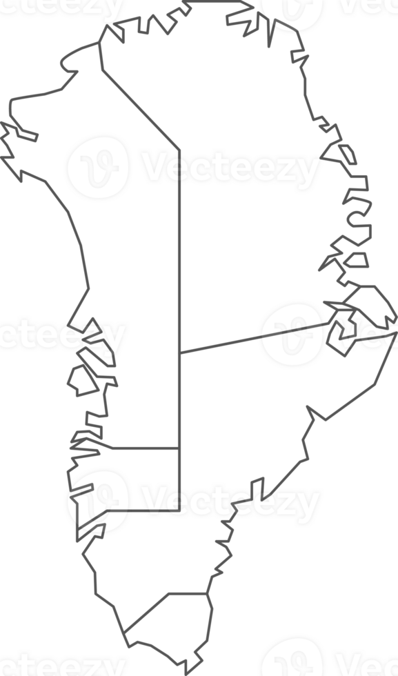 Map of Greenland with detailed country map, line map. png