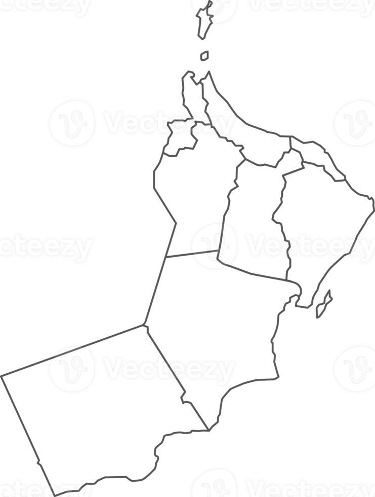 Map of Oman with detailed country map, line map. png