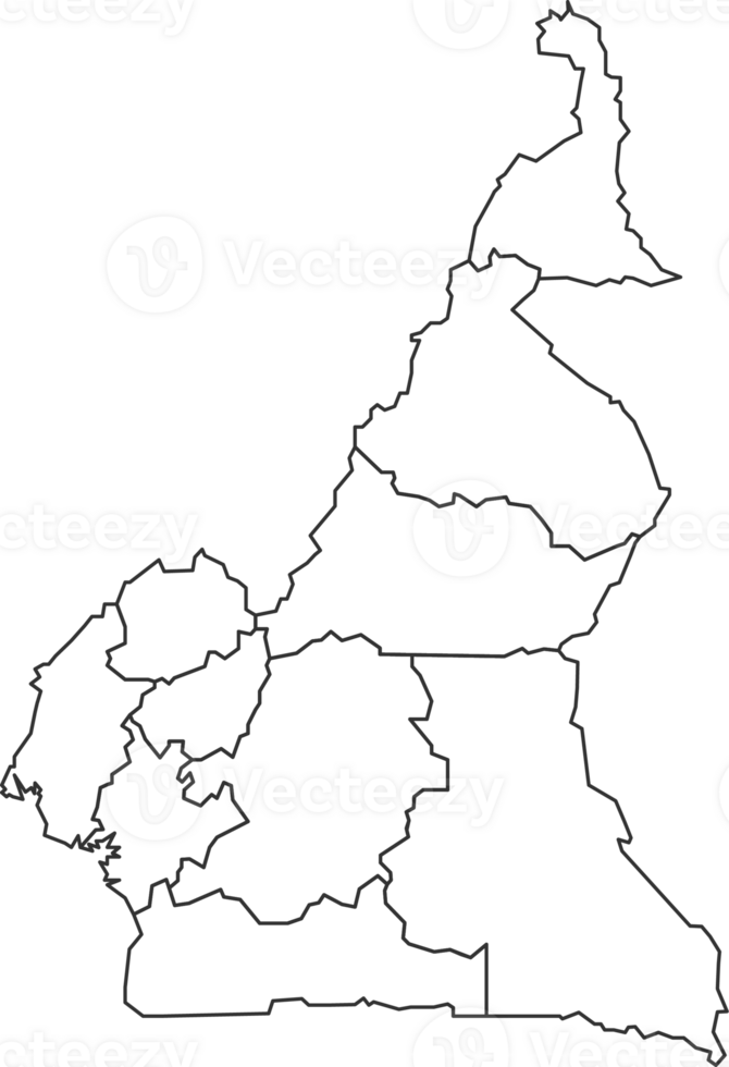 Map of Cameroon with detailed country map, line map. png