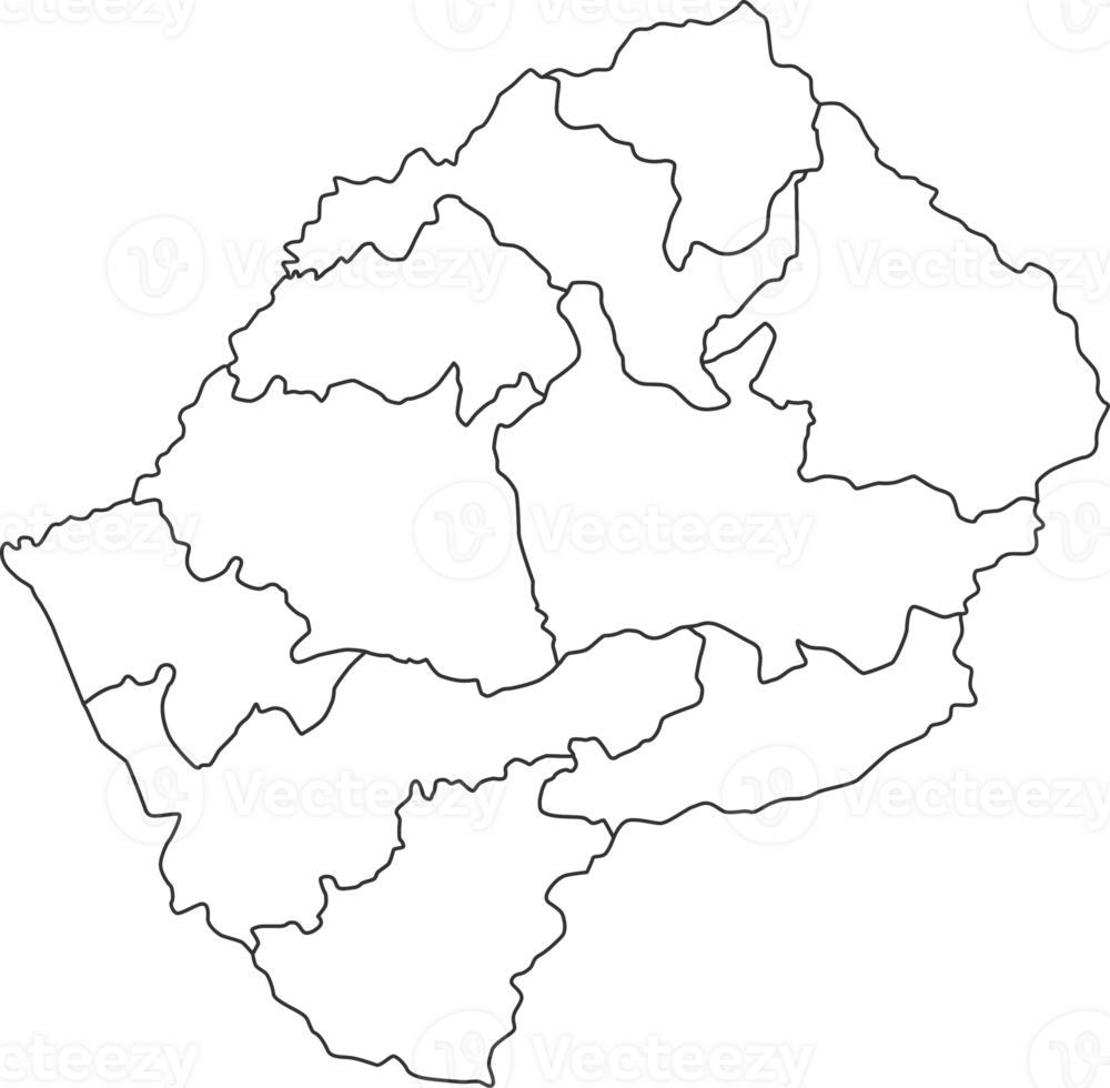 Map of Lesotho with detailed country map, line map. png