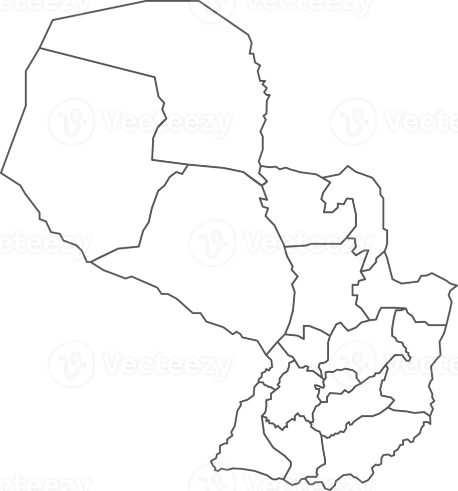 Map of Paraguay with detailed country map, line map. png
