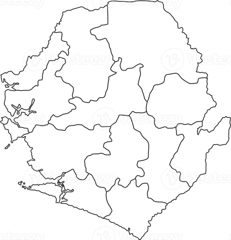 Map of Sierra Leone with detailed country map, line map. png