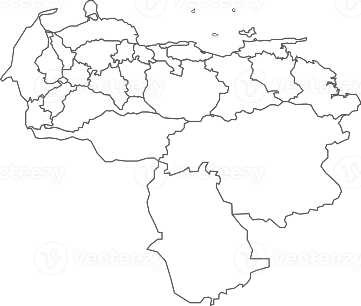 Map of Venezuela with detailed country map, line map. png