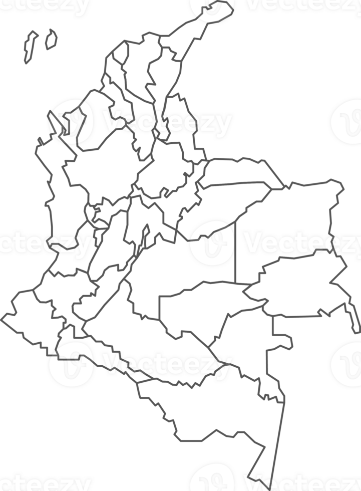 Map of Colombia with detailed country map, line map. png