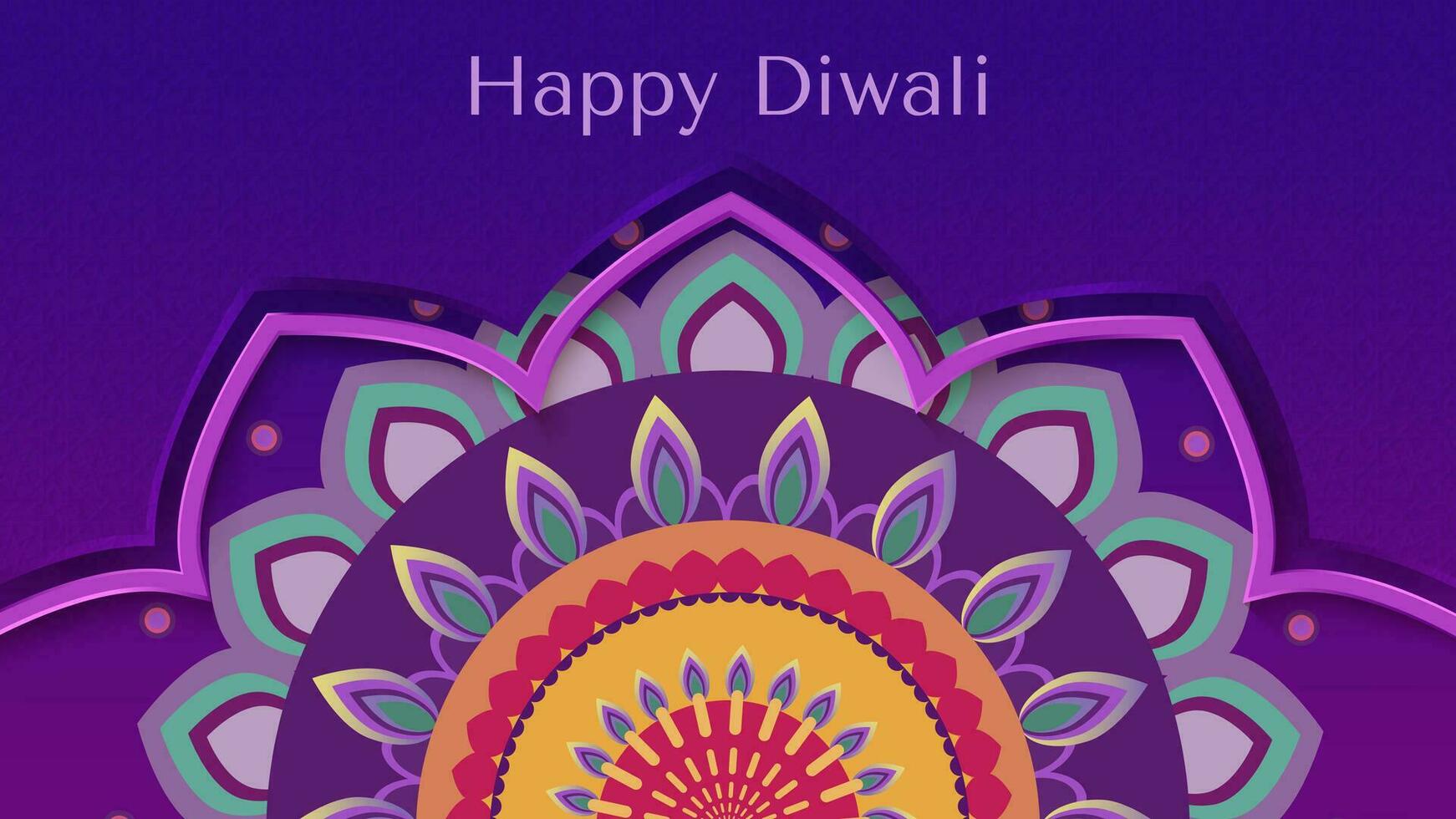 Diwali festival greeting card with beautiful rangoli and diya background. Vector illustration