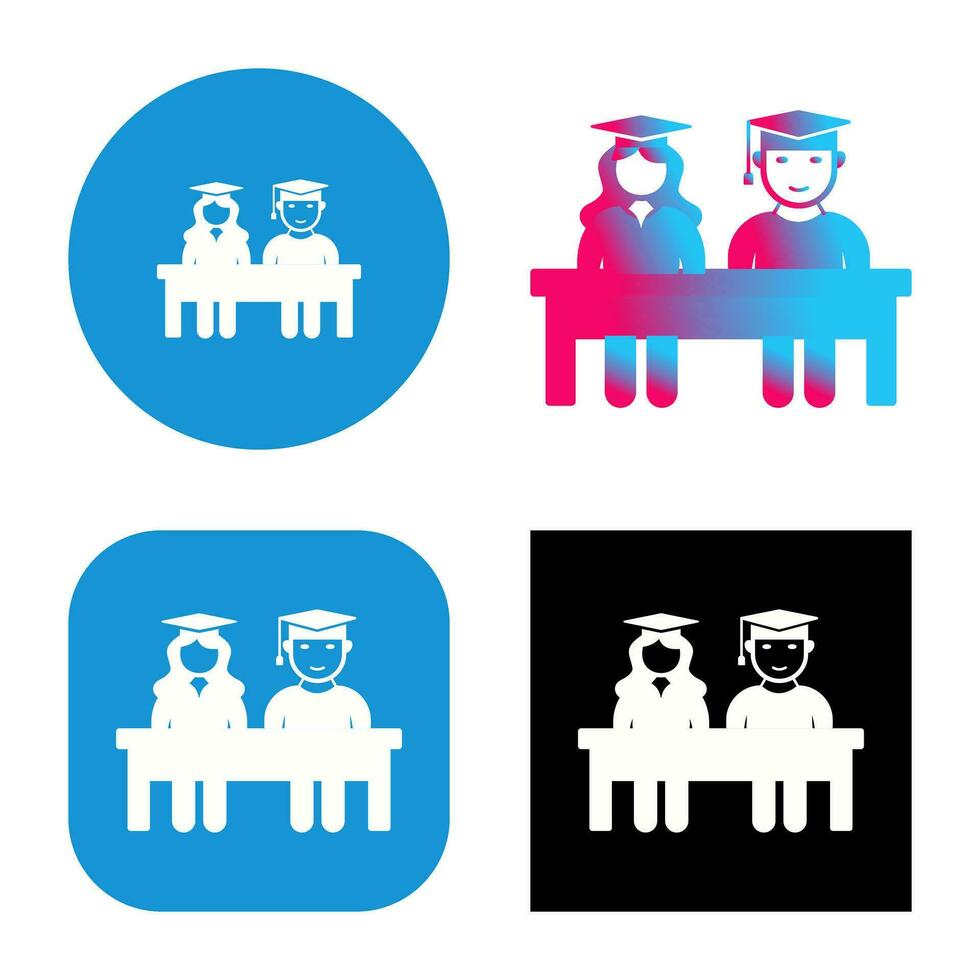 Unique Students Sitting Vector Icon