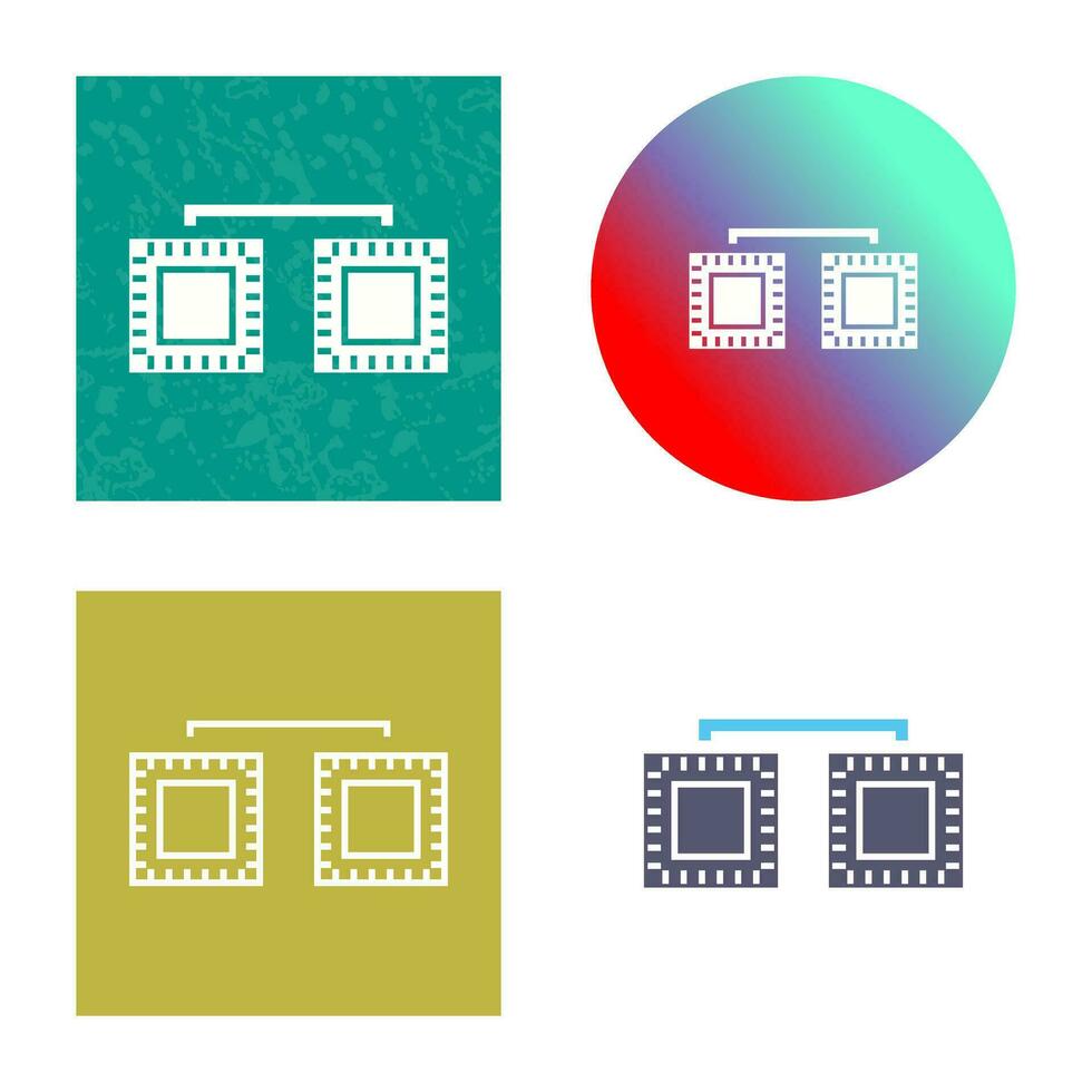 Unique Processors Connected Vector Icon