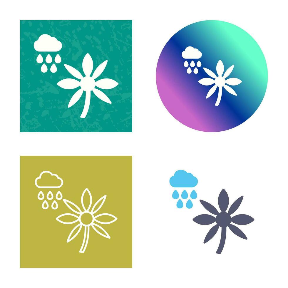 Flower with rain Vector Icon