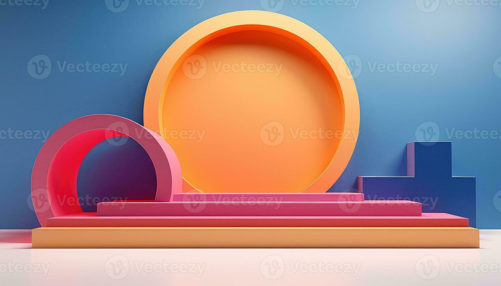 Circular Stage with Soft Tones and Striking Colors AI generated photo