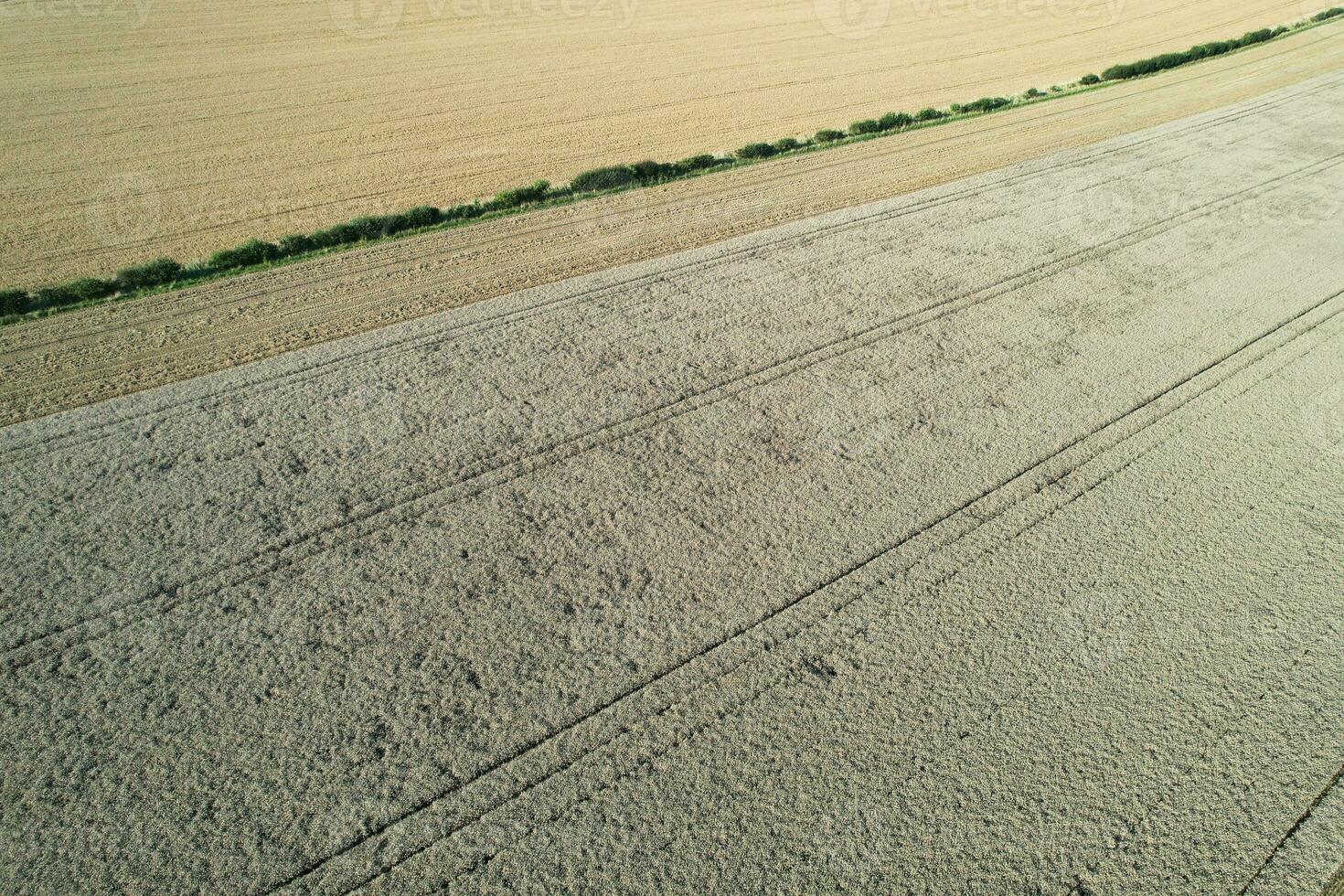 High Angle Footage of British Agricultural Farms at Countryside Landscape Nearby Luton City of England Great Britain of UK. Footage Was Captured with Drone's Camera on August 19th, 2023 photo