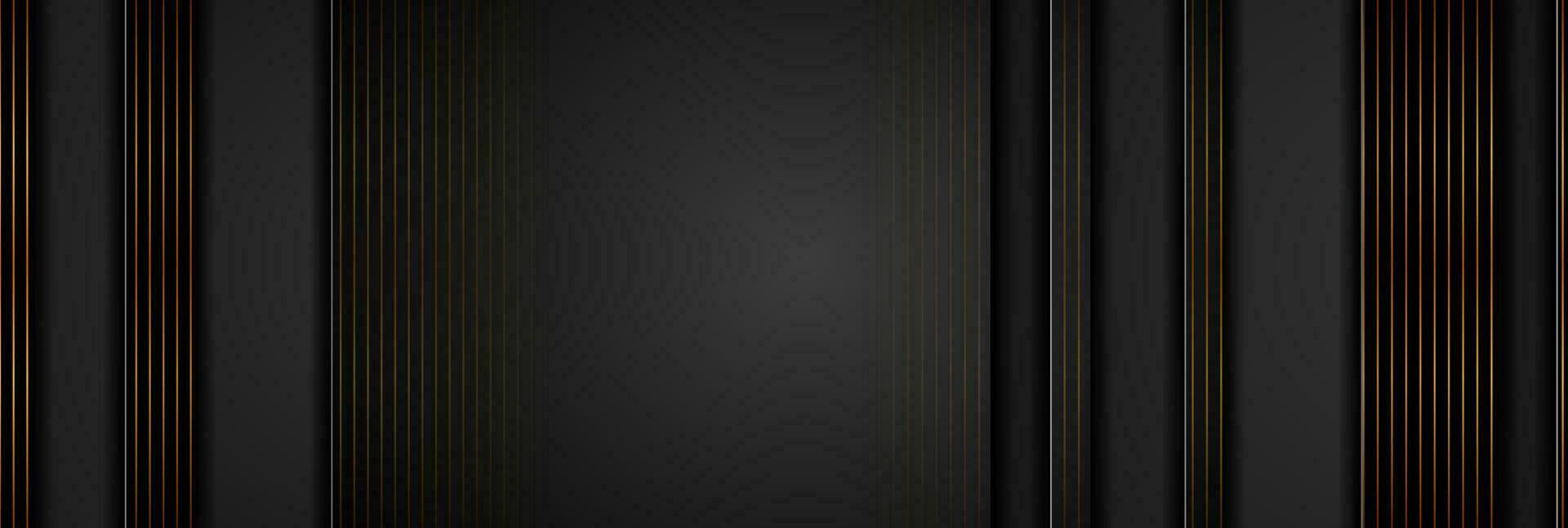 Black stripes and golden lines abstract technology background vector