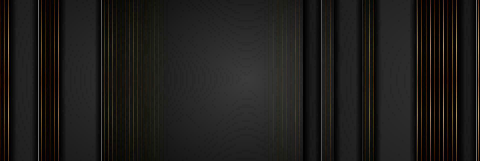 Black stripes and golden lines abstract technology background vector