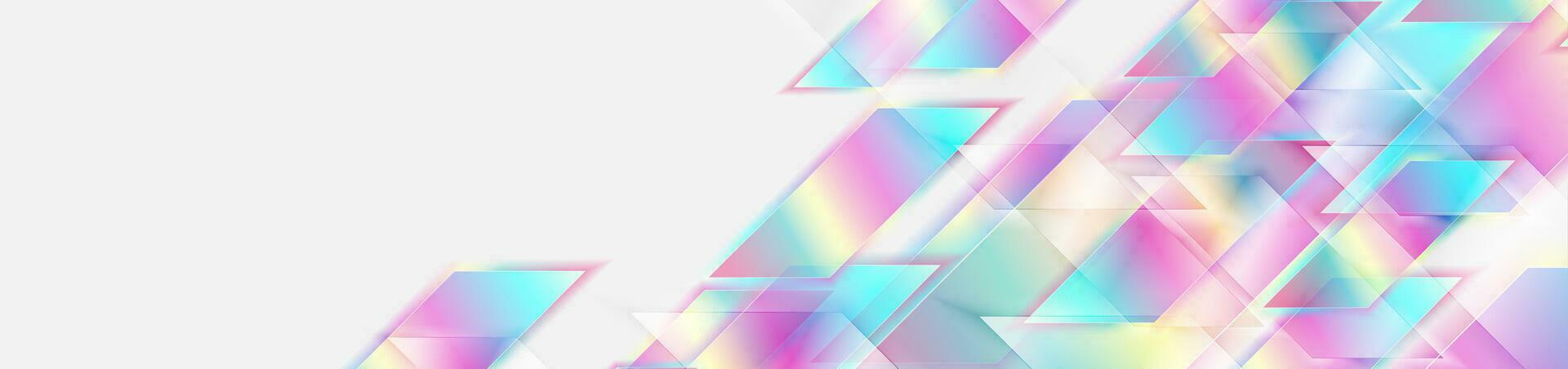 Holographic glossy low poly shapes geometric abstract tech banner vector