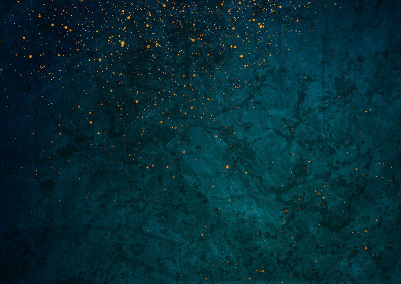 Dark blue grunge texture background with golden particles vector