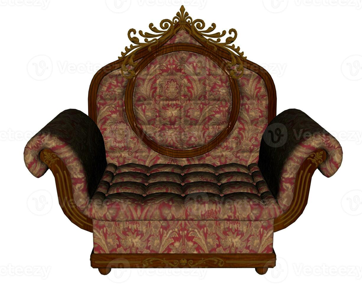 Red vintage armchair - 3D render photo