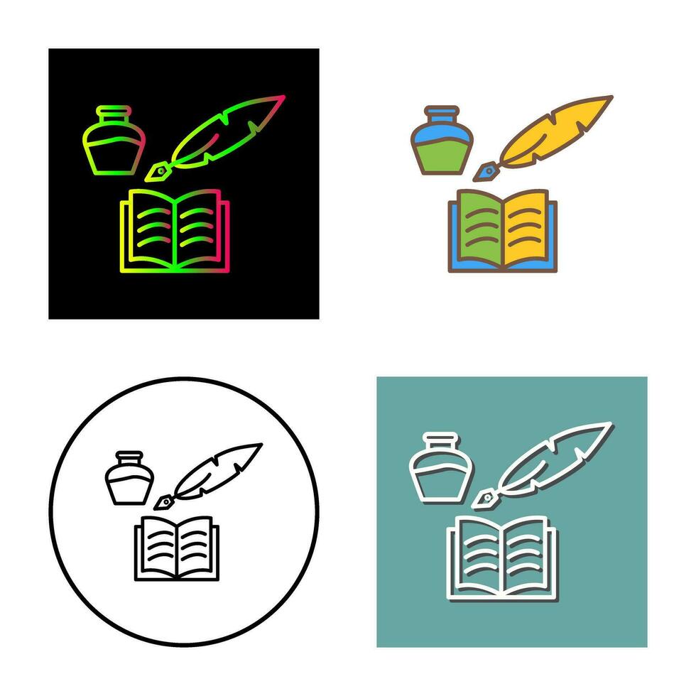 Unique Quill and Book Vector Icon
