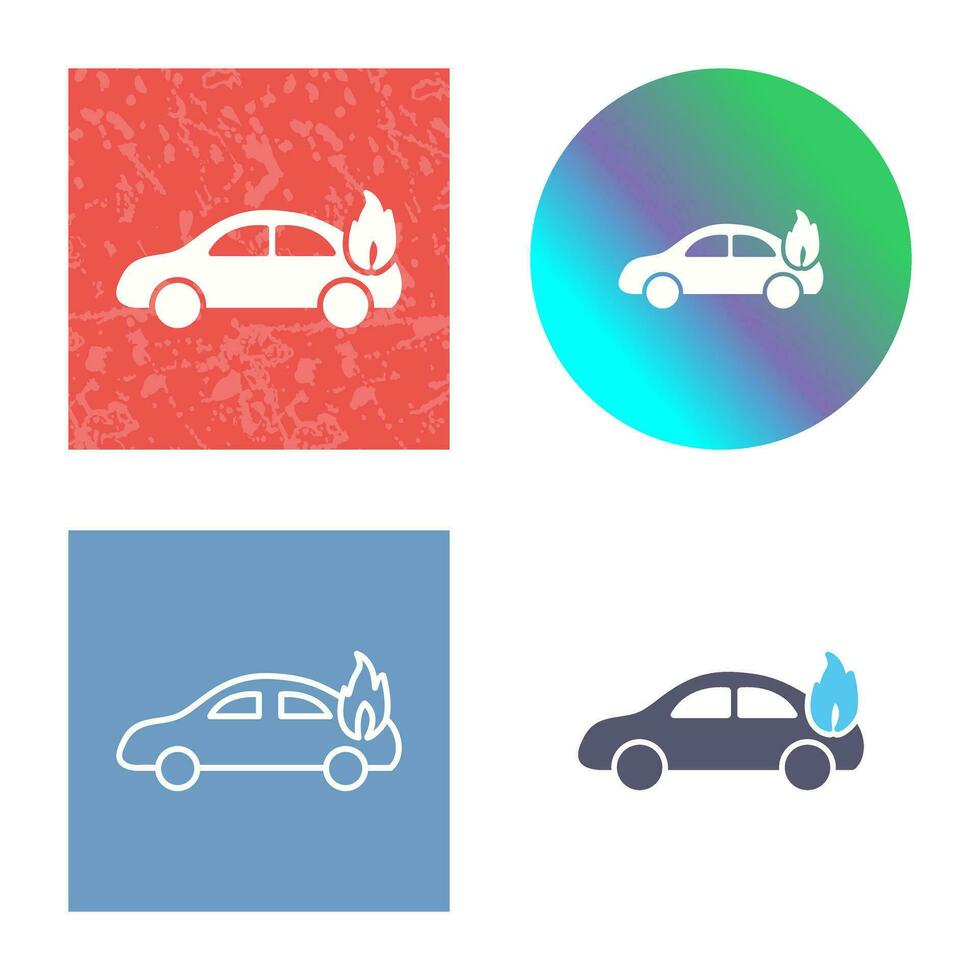 Unique Car on Fire Vector Icon