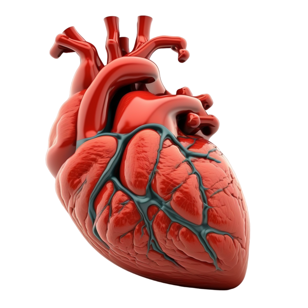 Realistic image of human heart png ai generative