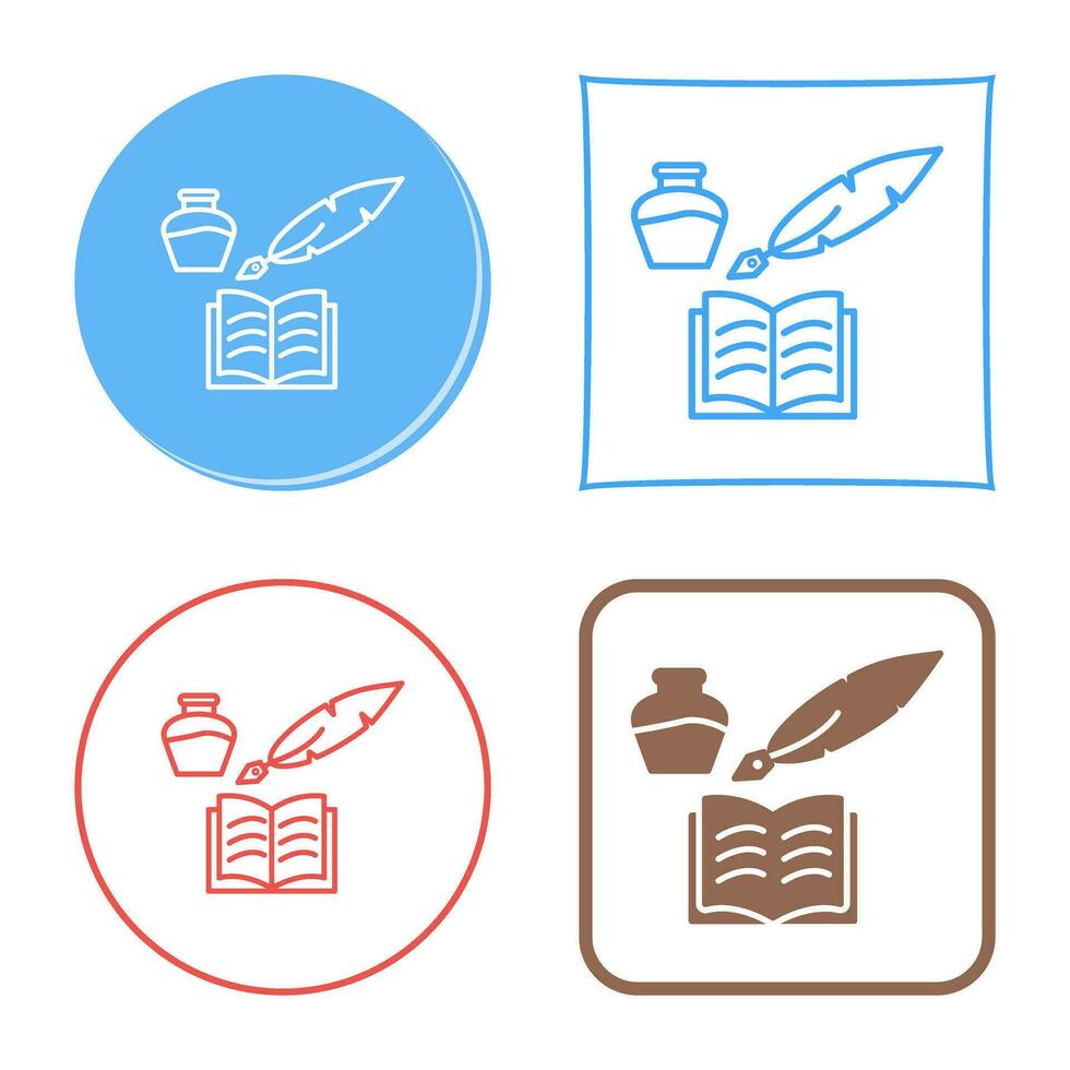 Unique Quill and Book Vector Icon