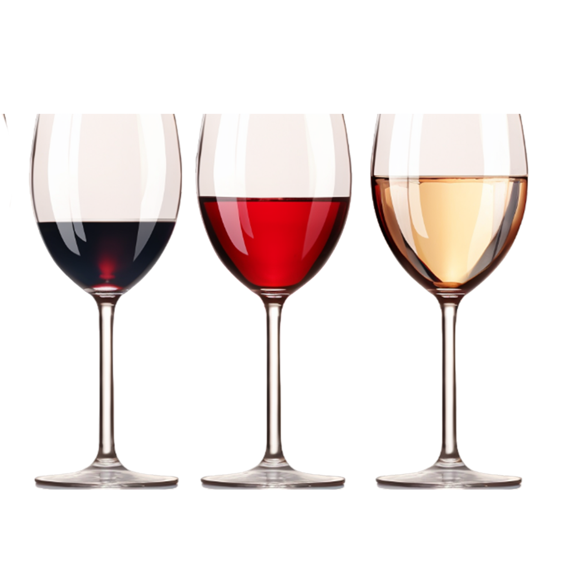 Glass with red and white wine Transparent wine glasses ai generative