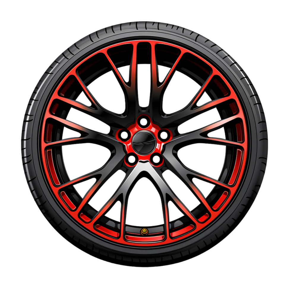 Sport car wheel with red brake gear png ai generative 30951534 PNG